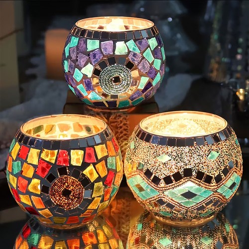 3pcs moroccan mosaic glass - 3pcs,