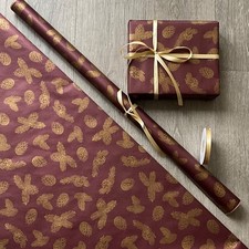 Christmas KRAFT Wrapping Paper *Spruce Berry & Gold* Extra Wide 75cm Recyclable