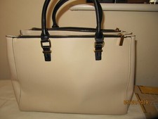 Linea Bag Beige  black Tote  organizer hand bag Oil cloth   X-large Used 