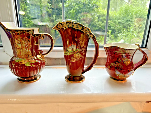 Crown devon jugs red lustre - crown,