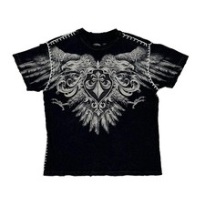 Made In USA Affliction Graphic T-Shirt - Large Black Cotton