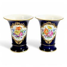 Pair of Meissen cobalt trumpet