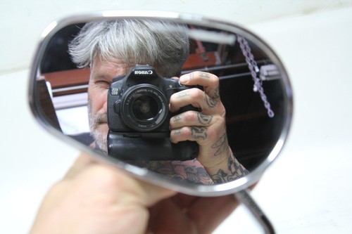 Chrome harley left mirror - chrome,
