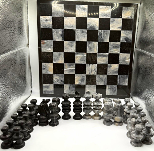Natural stone chess set - natural,