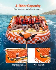 X Large Front & Back Towable 1-4 Riders Inflatable Boat Tube/Water Sports Fun