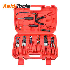 Automotive Flexible Hose Clamp Clip Pliers Kit Swivel Jaw Flat Angled Band Tool