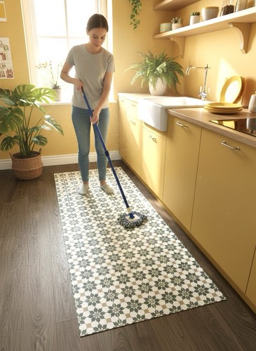 Green vinyl runner rug mat - runner, for