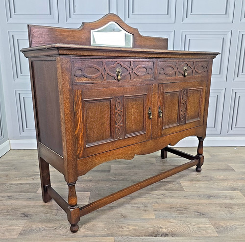 Antique oak sideboard - antique, mirror
