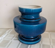 Steuler Cari Zalloni West German Pottery Vase Blue 1970s Retro Decor MCM