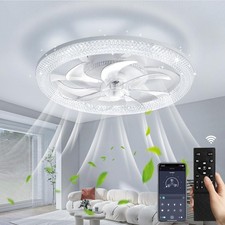 LED Ceiling Fan Light Dimmable Living Room Chandelier Lamp With Remote Control