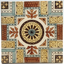 Victorian Fireplace Minton Tile Print & Tint Christopher Dresser Style AE1