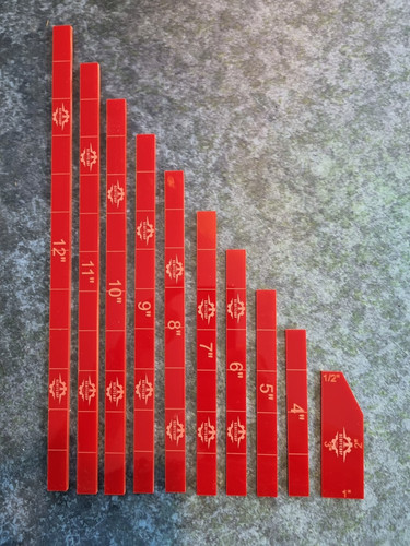 Red acrylic measuring sticks - red,