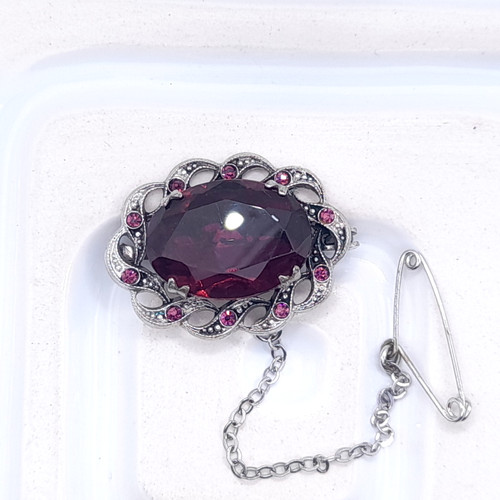 Vintage faux amethyst brooch - vintage,