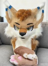 Fursuit Long haired Dog Fox Mascot Party Halloween Fur Cosplay(head+claws)