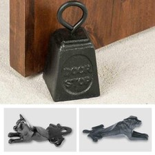 Large Heavy Cast Iron Door Stop Animal Shape Lying Dog, Cat Anitque Door Stopper