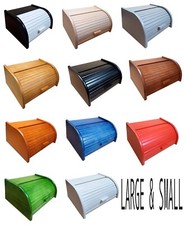 Wooden Bread Box Apollo Roll Top Bin Storage Loaf Kitchen Small Large 20 types 
