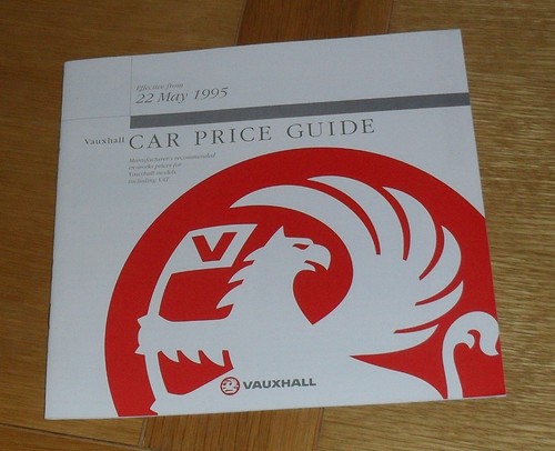 Vauxhall price guide 1995 - vauxhall,