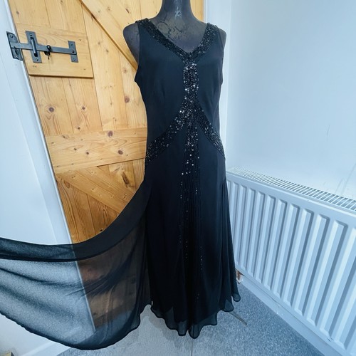 Black sequin evening dress - black,