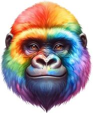 Rainbow Cartoon Gorilla Animal Wall Art Bedroom Car Vinyl Sticker Decal 6 Sizes