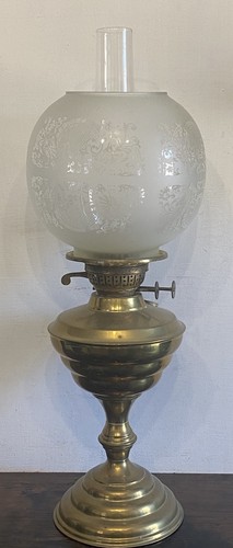 Antique brass oil lamp - antique,