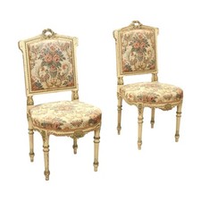 Antique Chairs Neoclassical Style Gilded Lacquered Wood XX Century Originals