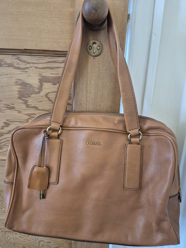 Fossil leather handbag - leather, brown