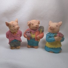 Pig Figurine Ornament X3