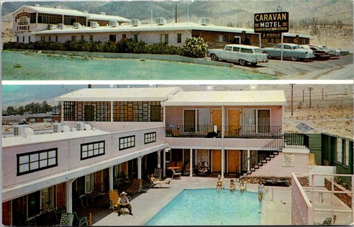 Vintage postcard caravan motel - vintage,