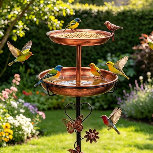 Tall metal bird - bird, feeder