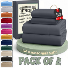 2 Pack Fitted Sheet Ultra Soft 40cm Deep Pocket Bed Sheets Single Double king UK