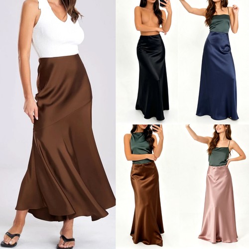 Ladies satin maxi - satin, skirt