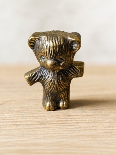 Vintage miniature brass teddy - brass,