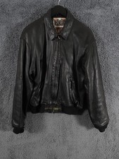 Vintage Diesel Leather Jacket Mens XL Black Flying Cougar Flight Bomber Military