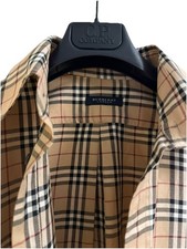 VINTAGE Burberry London Shirt Size M Beige Nova Check Short-Sleeve Summer Logo.