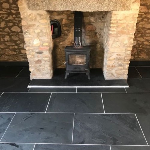 Brazilian black slate hearth - slate,