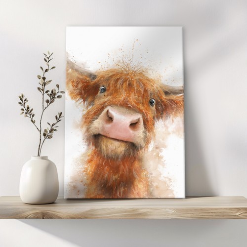 Funny highland cow canvas wall - highland,