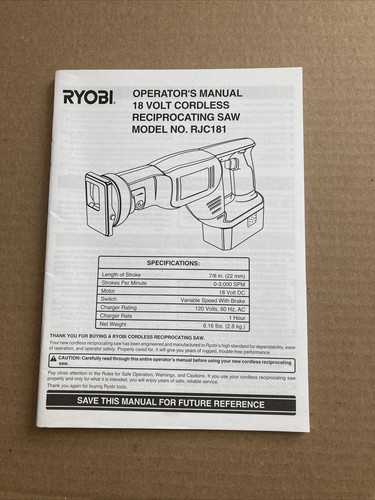 Ryobi operators manual - ryobi, volt