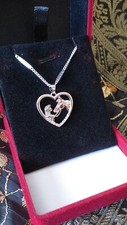 Vintage 1990-s Lady and Horse Silver with Gold  Necklace in Original Box