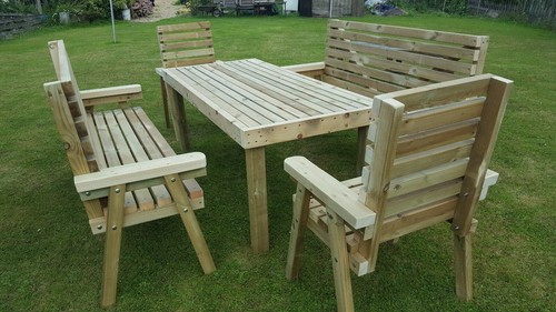 Wooden patio table and - patio, chairs
