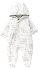 0-3 Months Cream Plush Disney Dumbo Zipped Hooded Cosy Pram suit