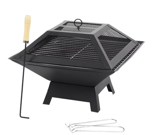 Square fire pit bbq grill - fire,