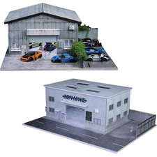 Diorama 1 /64 Parking Lot Model LED Repair Shop Street Building Scene Model Toys