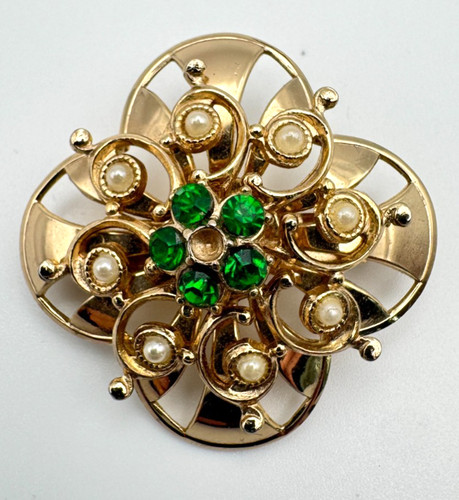 Vintage coro brooch green - vintage,