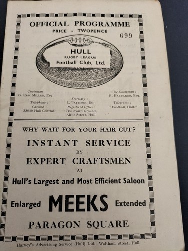 Vintage rugby league programme - vintage,