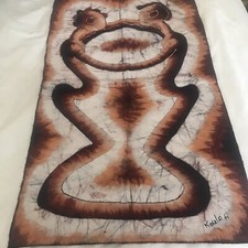 African Batik Fabric Wall Hanging, Beautiful Colors, Signed By The Artist. New.