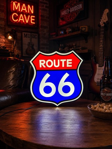 Route light box sign - route, man