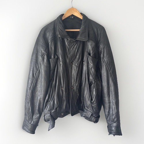 Leather biker jacket made - biker, in