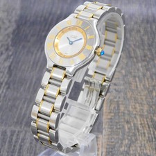 Cartier Must_21 W10073R6 SM Size S. Steel Gold Plated Quartz Ladies Watch #1250B