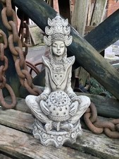 🇬🇧 STONE GARDEN INDIAN SITTING THAI GODDESS ZEN BUDDHA ORNAMENT STATUE 🙏🌸🌿