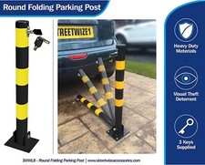 Parking Post Round Heavy Duty Folding Bolt Down Security Bollard Driveway